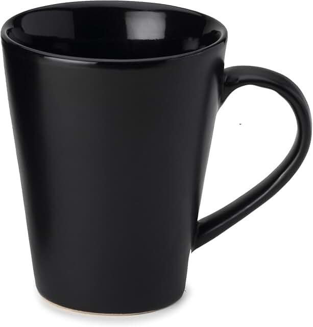 Earthmics Ceramic Serving Tea, Coffee Mug | Ideal for Latte, Cappuccino, Hot Chocolate, and Milk | Microwave and Dishwasher Safe | Matte and Glossy Finish | Set of 1 | Large, 12 oz, Black