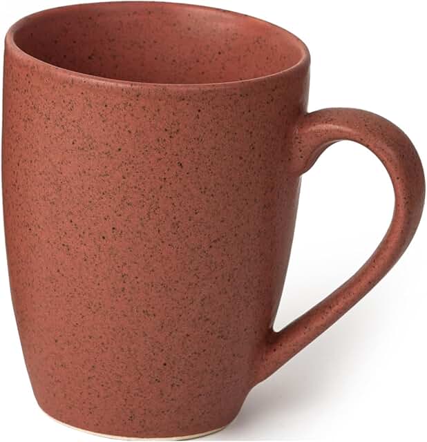 Earthmics Handcrafted Ceramic Coffee Mug (10 oz), Stoneware Tea Cup, Microwave Safe Medium Milk Mug, Matte Finish, Ideal for Daily use, Casual Gatherings and Gifting, Pastel Red