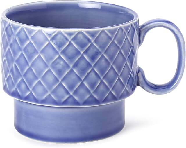 Earthmics Stackable Ceramic Soup and Coffee Mug, Glossy Finish Microwave Safe Bone Ash Free Mug for Gifting, Ideal for Cappuccino, Latte, Green Tea (17 oz, Mist Blue)